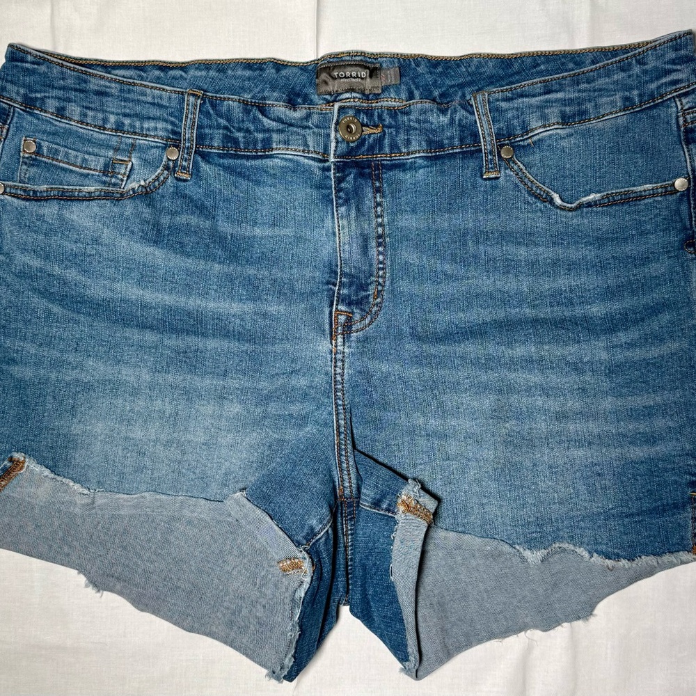 Torrid Distressed Blue Denim Shorts